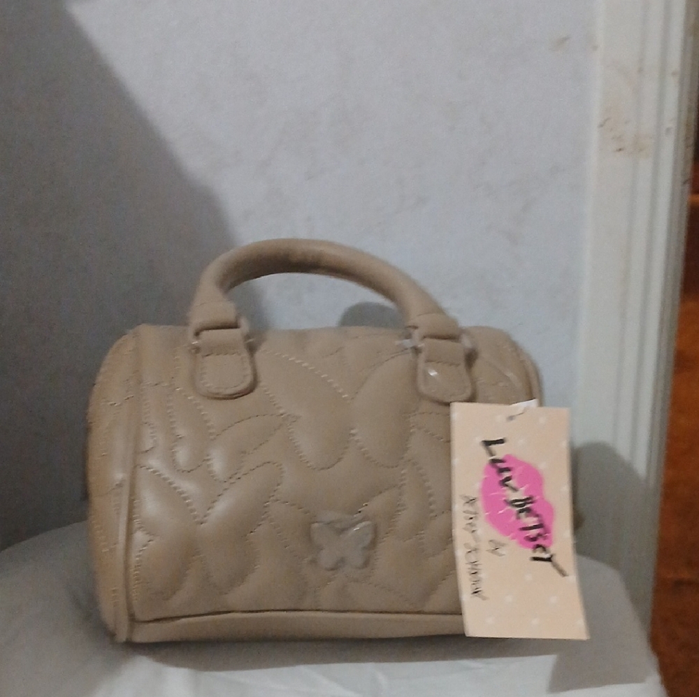 Tan Quilted Leather Satchel with Gold Hardware